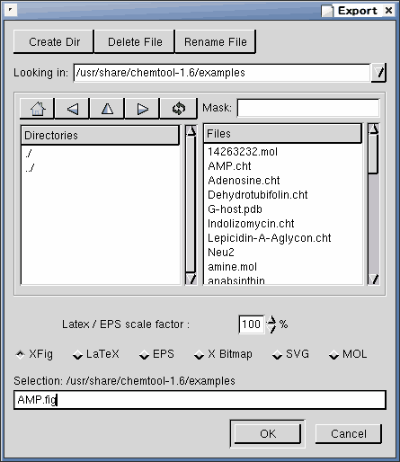 Export dialog