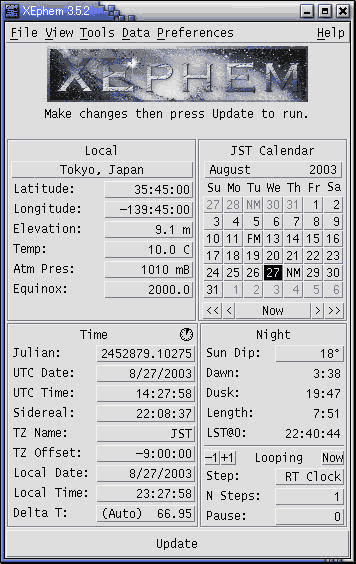 XEphem main window